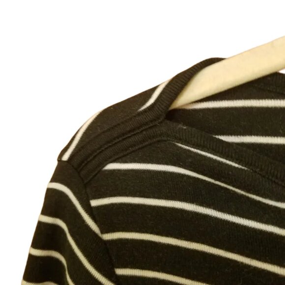 Faded Glory Black and White Striped Quarter Length Blouse | Fall Staples - Picture 4 of 5